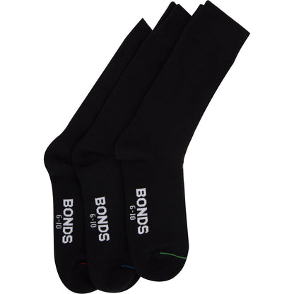 Bonds Socks Mens Plain Size 6-10 Assorted 3 Pack