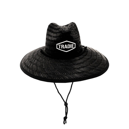 Tradie Black Straw Hat