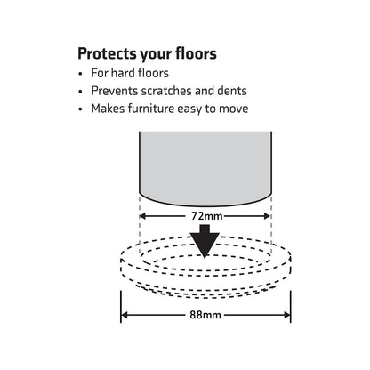 Surface Gard Brown Round Carpet Base Castor Cups - 72mm - 4 Pack