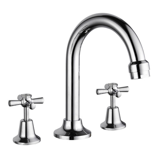 Estilo Basin Set Chrome - Jumper Valve Spindle, Cross Handles, Lead Free Construction
