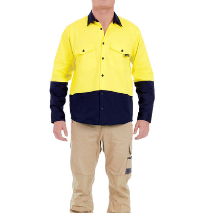 Tradie Core Hi Vis Yellow Long Sleeve Reflective Shirt - Large