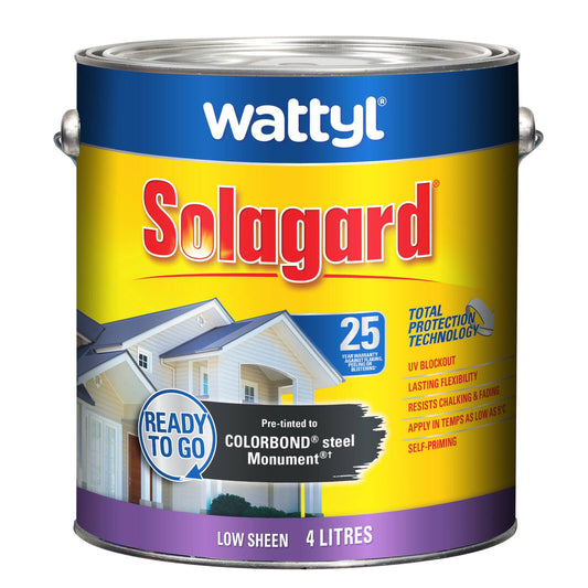Wattyl Solagard Exterior Paint - 4L - Monument - Low Sheen
