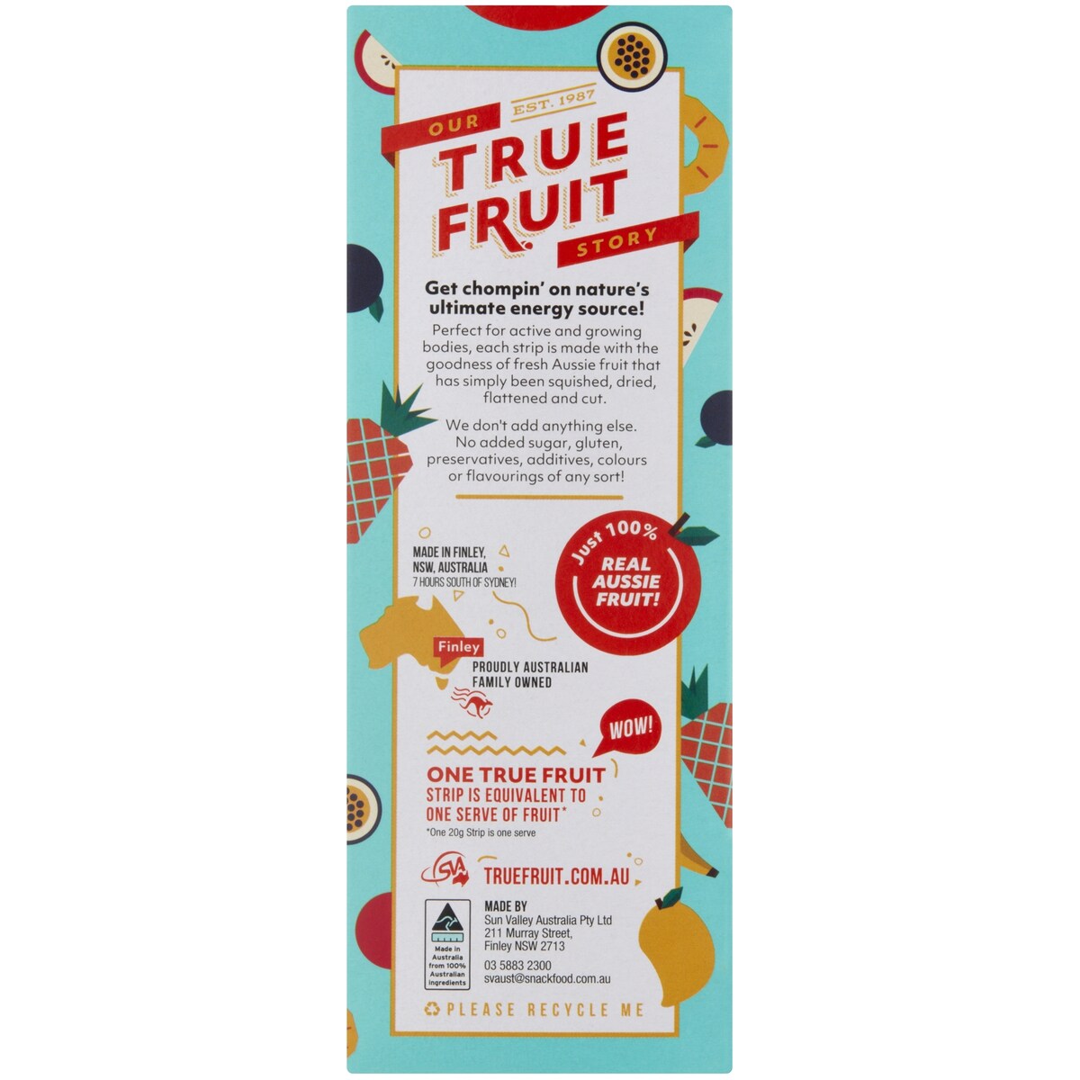 True Fruit 100% Tropical Fruit Bars 6 pack