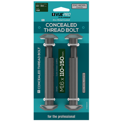 Vuepro M16 Concealed Thread Bolt - 110 x 150mm - 2 Pack