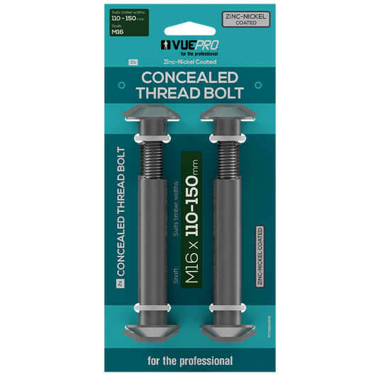Vuepro M16 Concealed Thread Bolt - 110 x 150mm - 2 Pack