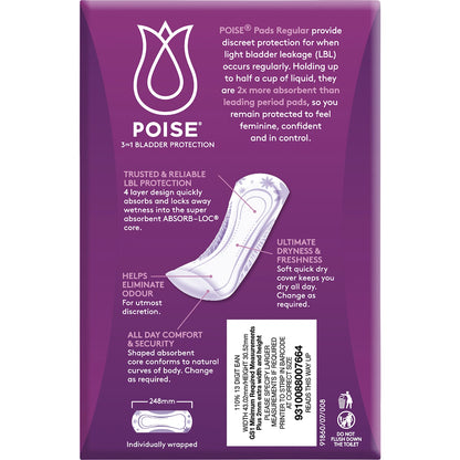 Poise Incontinence Pads Regular 16 Pack