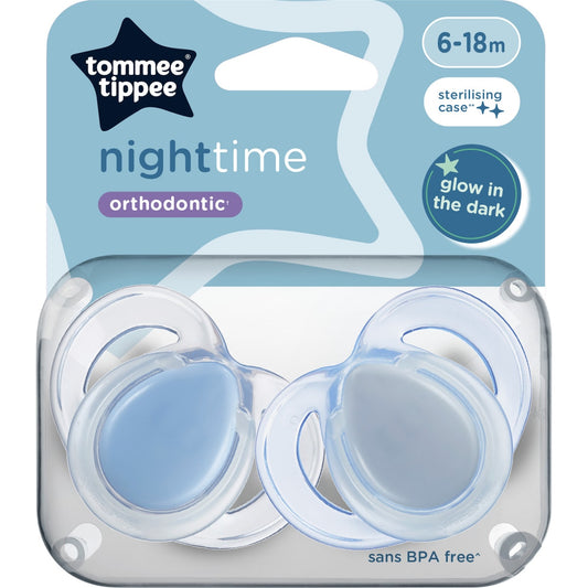 Tommee Tippee Closer To Nature Night-time Soothers 6-18 Months Assorted 2 Pack