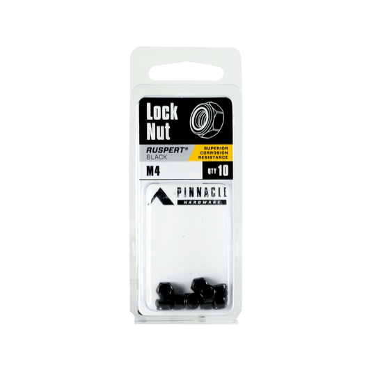 Pinnacle M4 Nylon Lock Nut - Black - 10 Pack