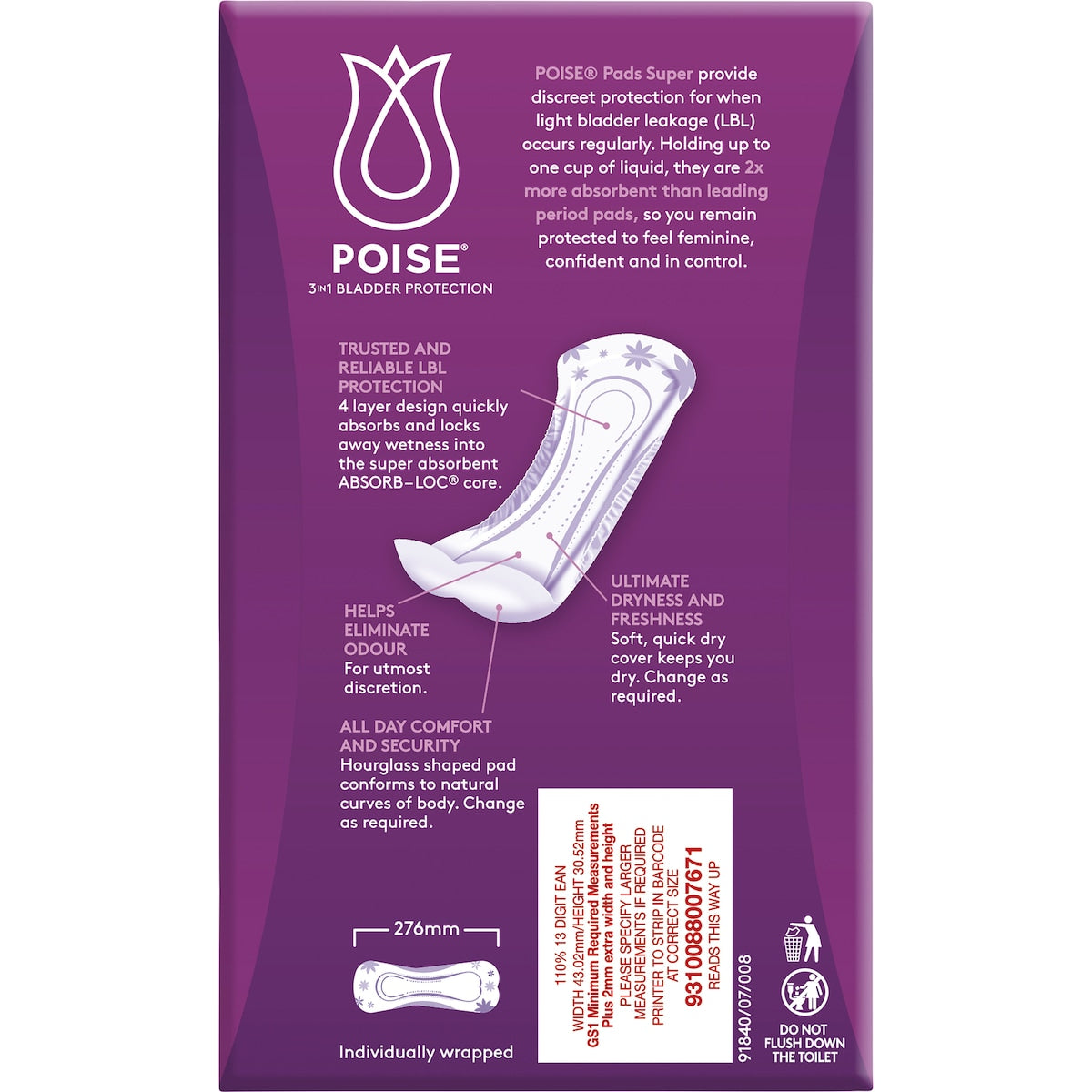 Poise Incontinence Pads Super 14 Pack