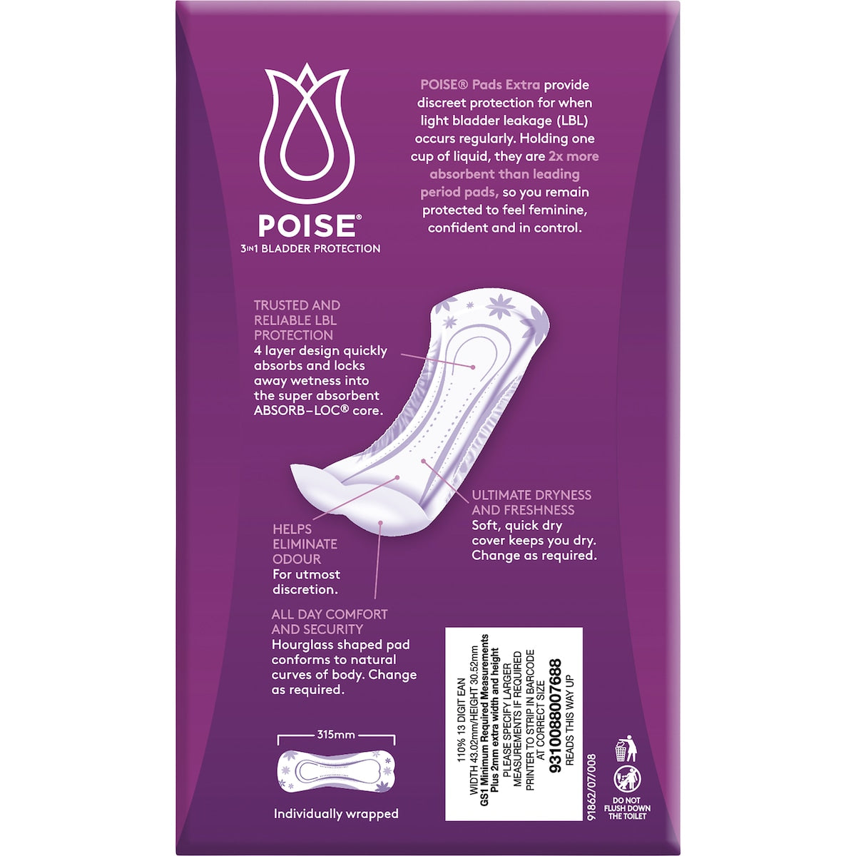 Poise Incontinence Pads Extra 12 Pack