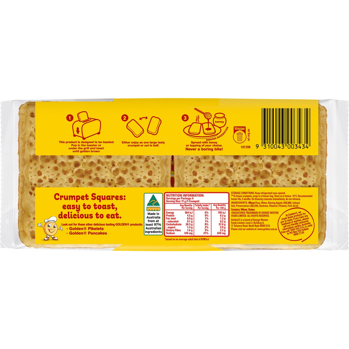 Golden Crumpet Squares 6 Pack