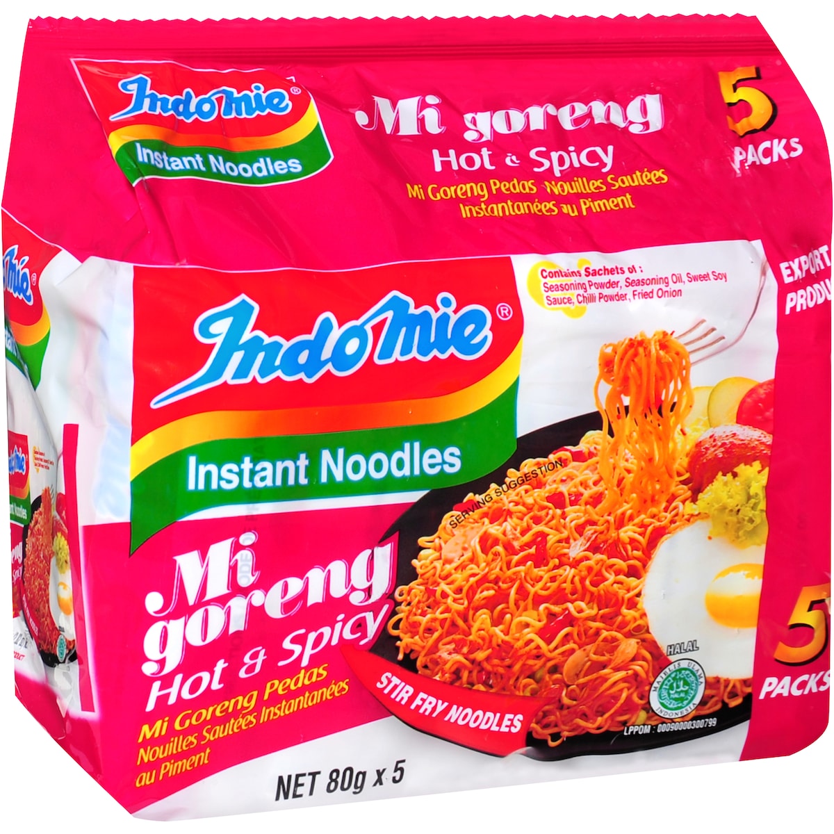 Indomie Instant Noodles Hot & Spicy 400g 5 Pack