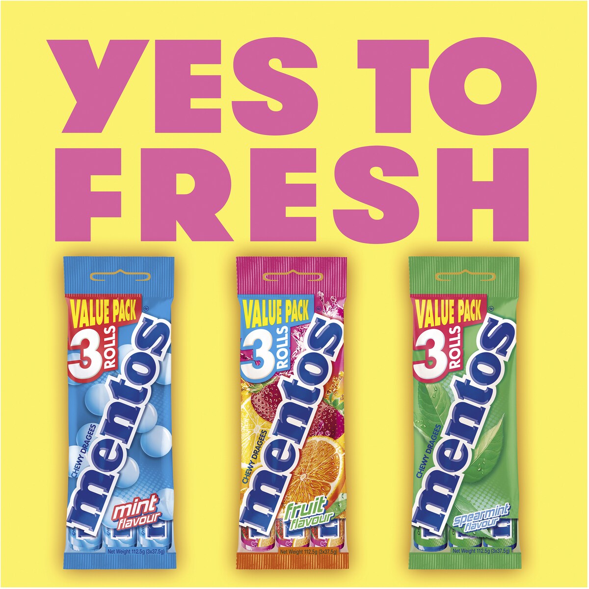 Mentos Fruit Chews 3 pack