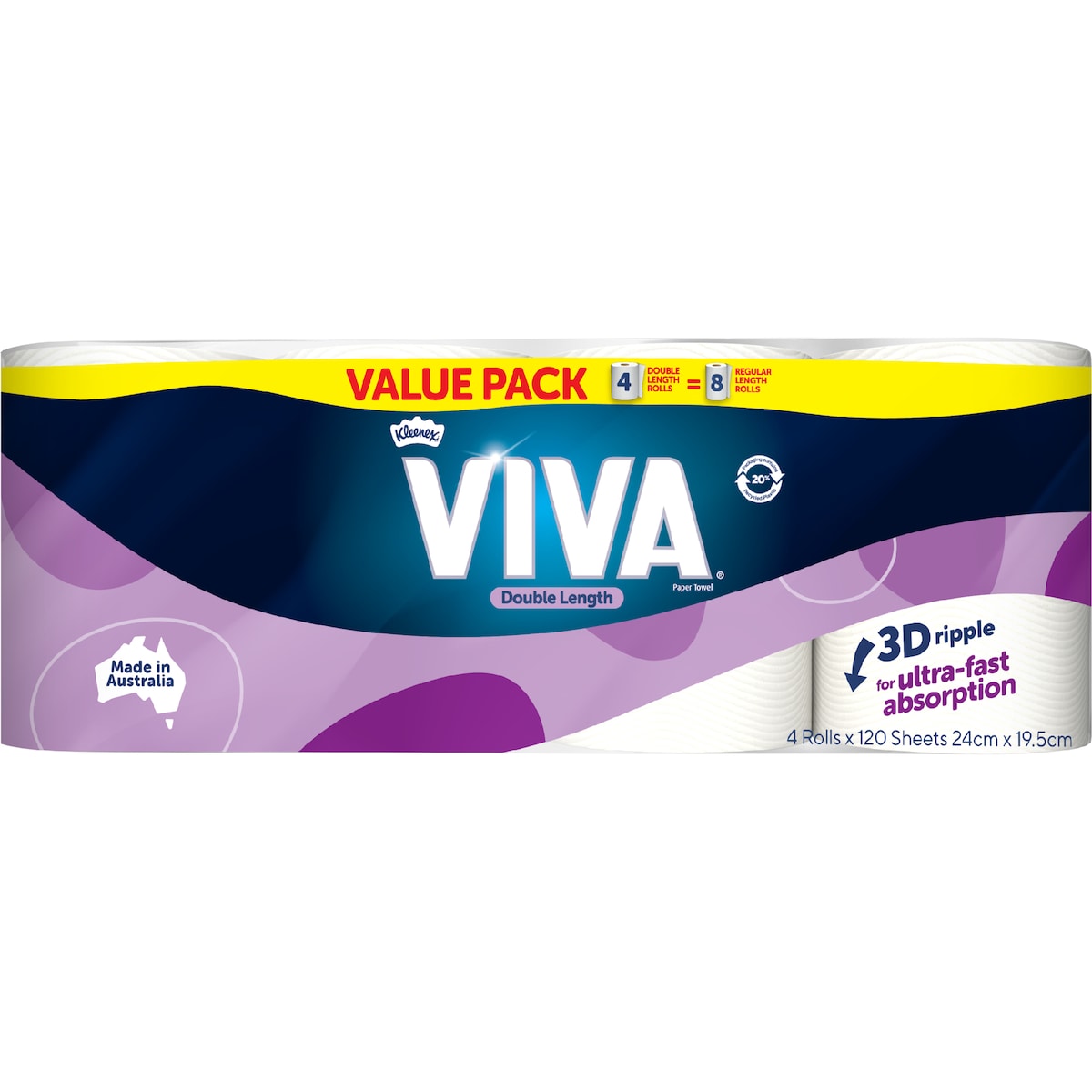 Viva Double Length Paper Towel 4 X 120 Pack
