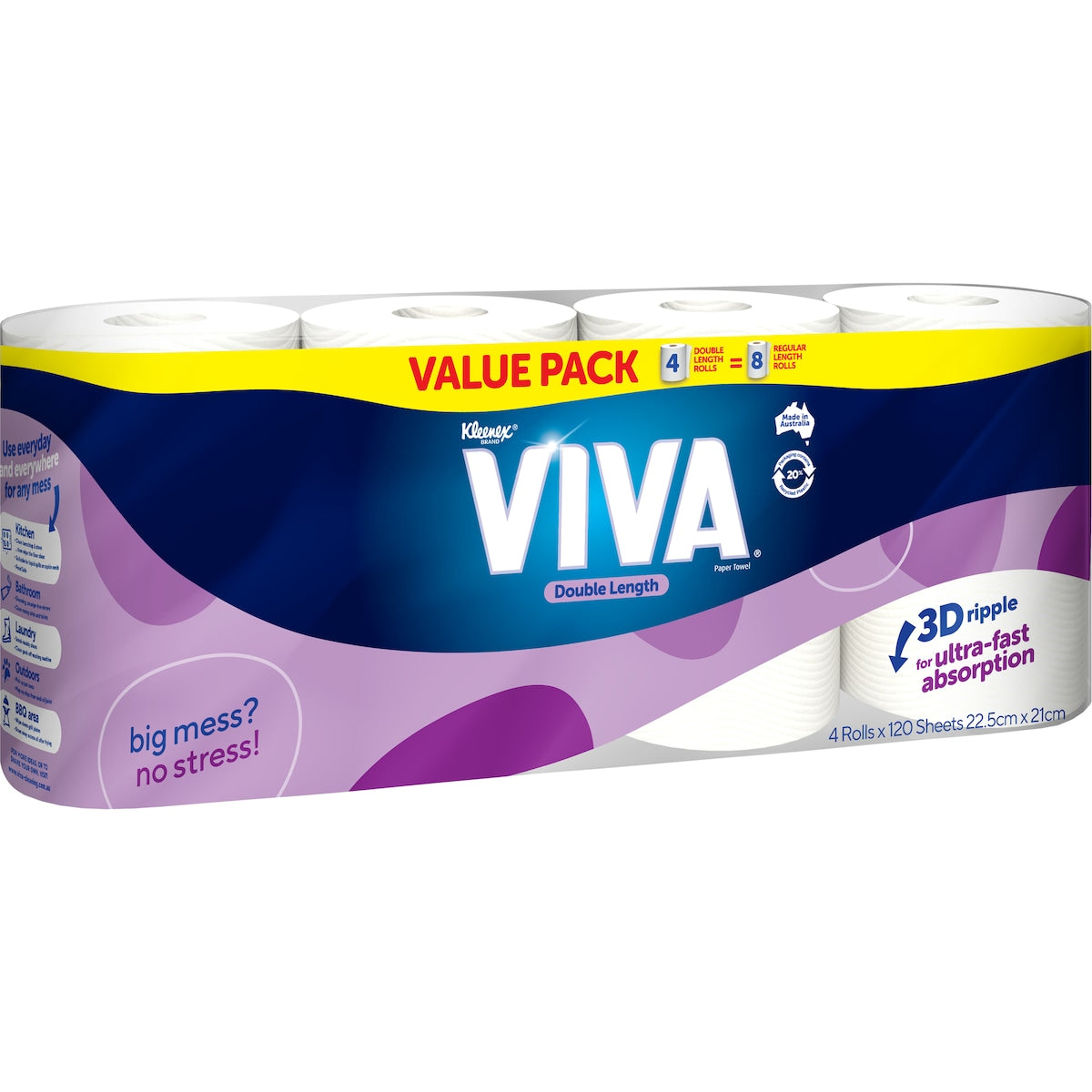 Viva Double Length Paper Towels Length White 480 Sheets 4 Pack