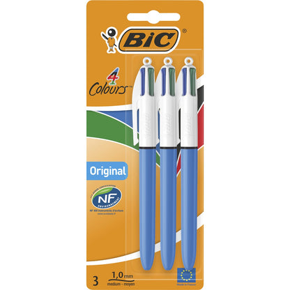 Bic 4 Colour Original Retractable Ballpoint Pen 3 Pack