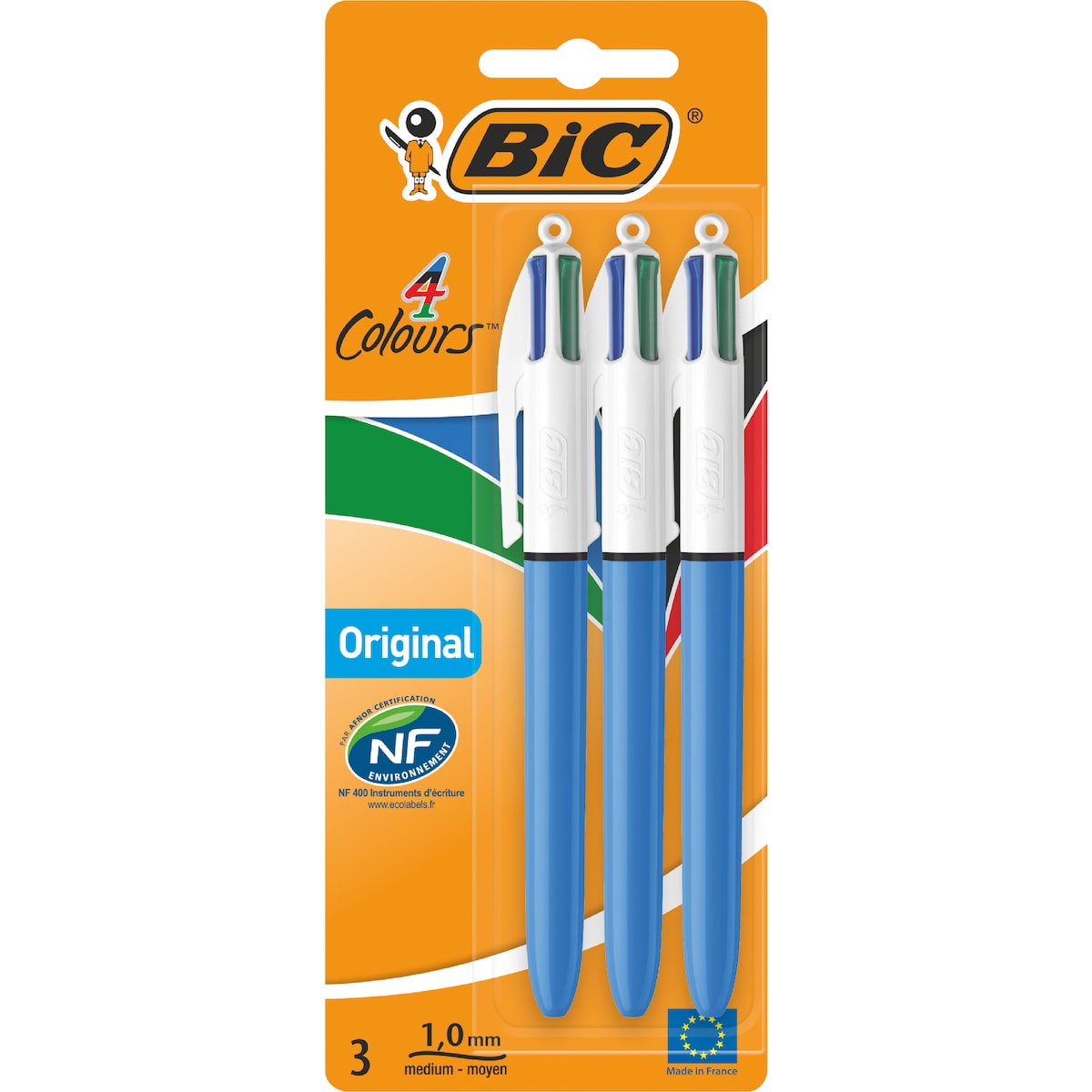 Bic 4 Colour Retractable Ball Pen Original 3 Pack