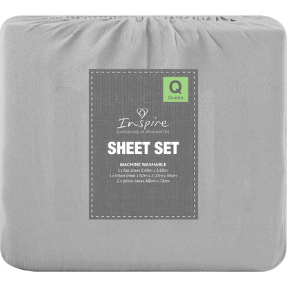 Essentials Plain Dyed Fitted Sheet Set Micro Fibre Queen Bed Each