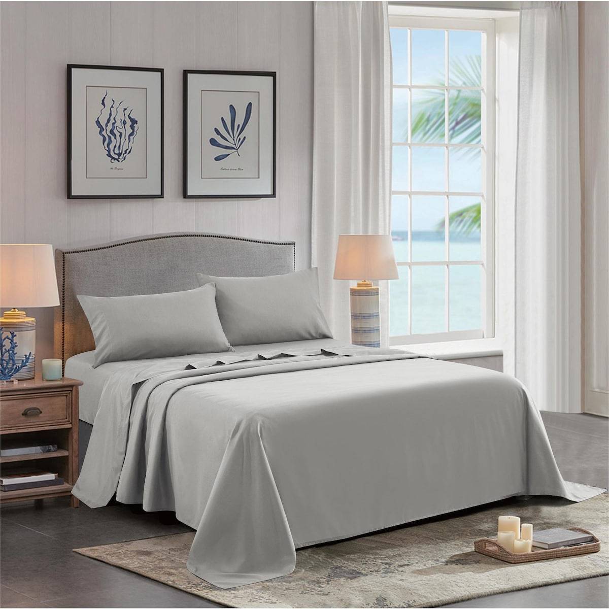 Essentials Plain Dyed Fitted Sheet Set Micro Fibre Queen Bed Each