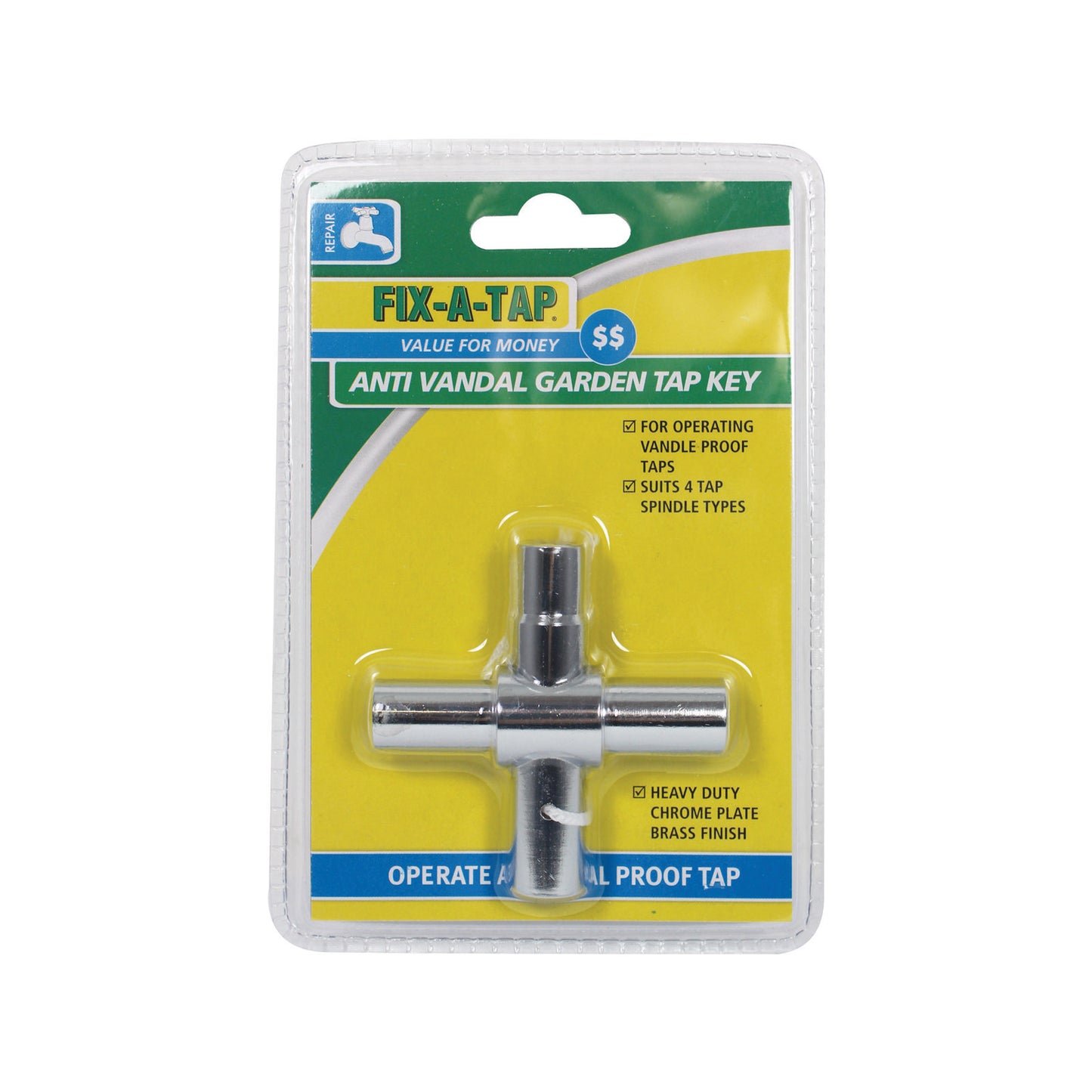 FIX-A-TAP Anti-Vandal Garden Tap Key - 165 x 12 x 65mm
