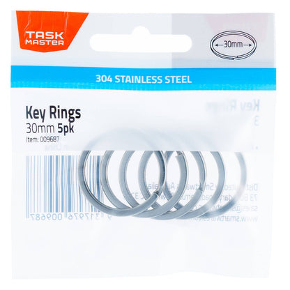 Taskmaster Key Ring - 30mm - Stainless Steel - 5 Pack