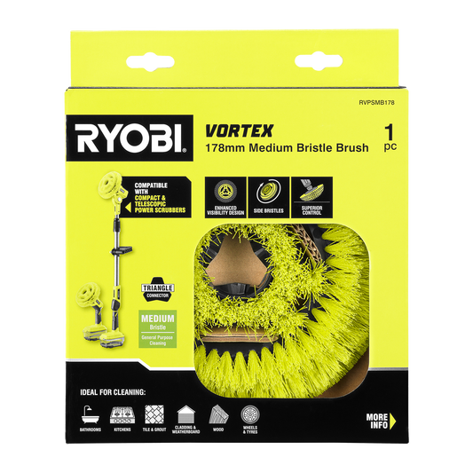Ryobi Power Scrubber Brush - 178mm - Medium