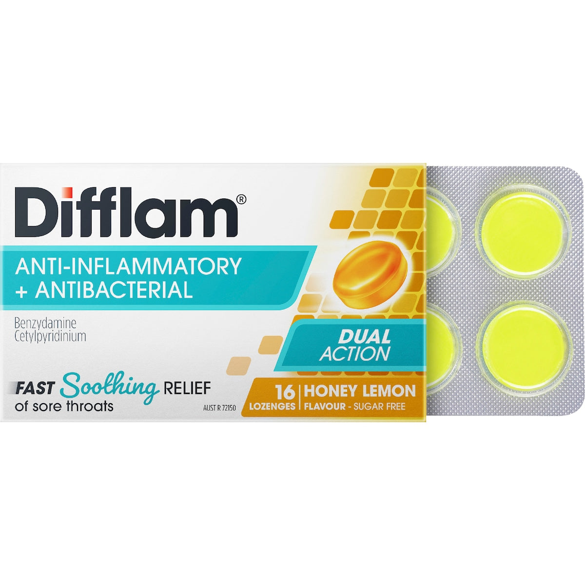Difflam Sore Throat Lozenges Honey & Lemon 16 Pack