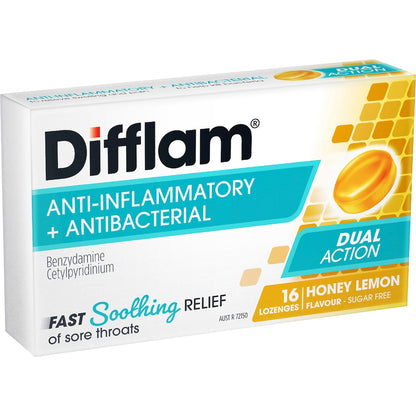 Difflam Sore Throat Lozenges Honey & Lemon 16 Pack