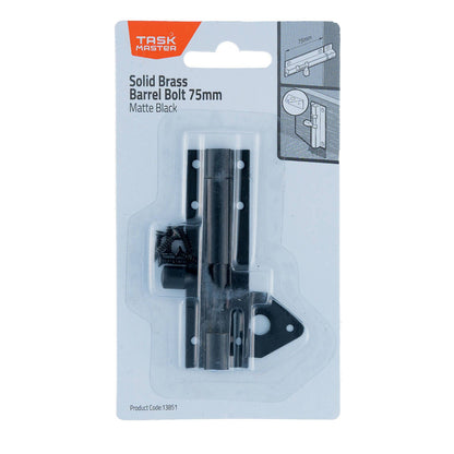 Taskmaster Barrel Bolt - 75mm - Matte Black