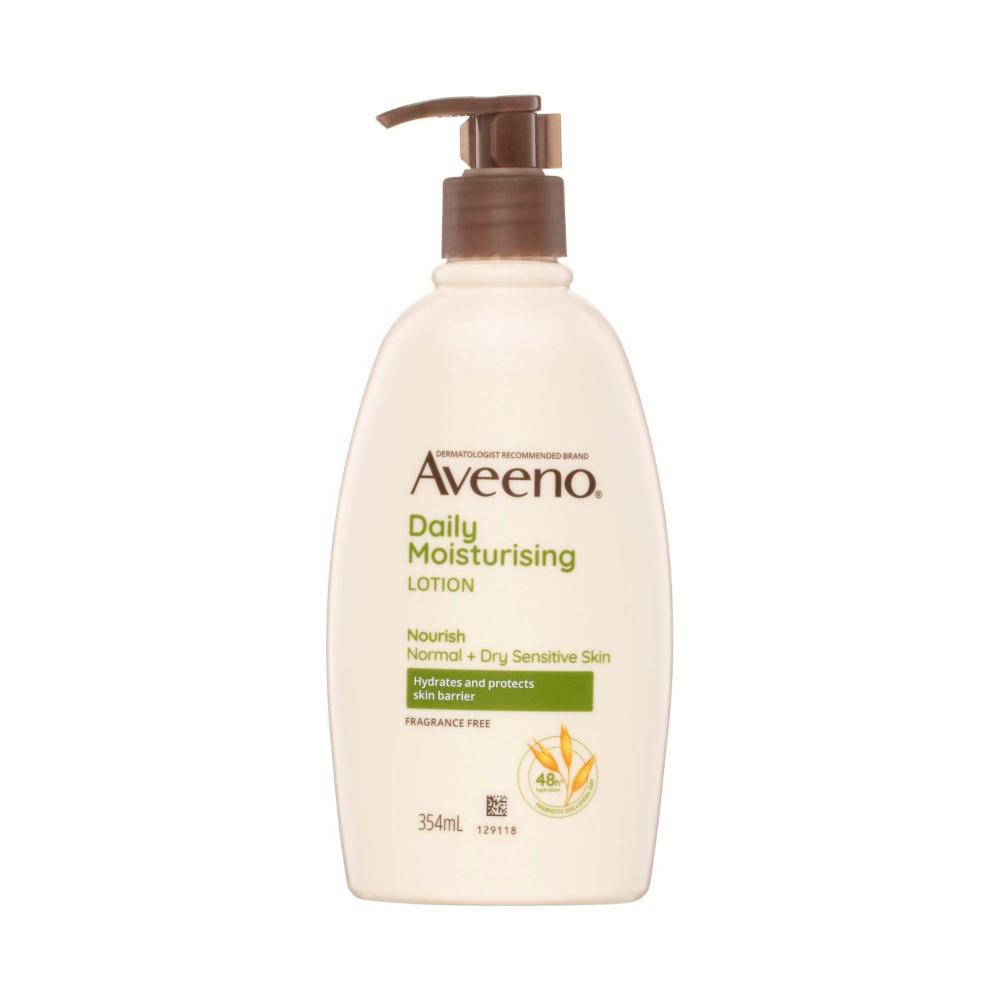 Aveeno Daily Moisturising Non-greasy Fragrance Free Body Lotion 48-hour Hydration Soothe Normal Dry Sensitive Skin - 354mL