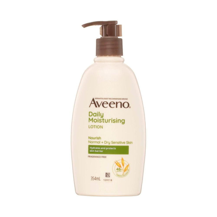 Aveeno Daily Moisturising Non-greasy Fragrance Free Body Lotion 48-hour Hydration Soothe Normal Dry Sensitive Skin - 354mL