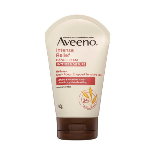 Aveeno Intense Relief Soothing Fragrance Free Hand Cream 24-hour Moisture Protect Dry Rough Chapped Sensitive Skin - 100g