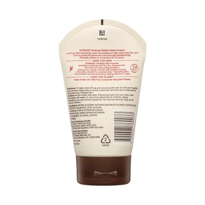 Aveeno Intense Relief Soothing Fragrance Free Hand Cream 24-hour Moisture Protect Dry Rough Chapped Sensitive Skin - 100g
