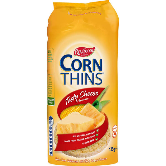 Real Foods Corn Thins Tasty Cheese 125g