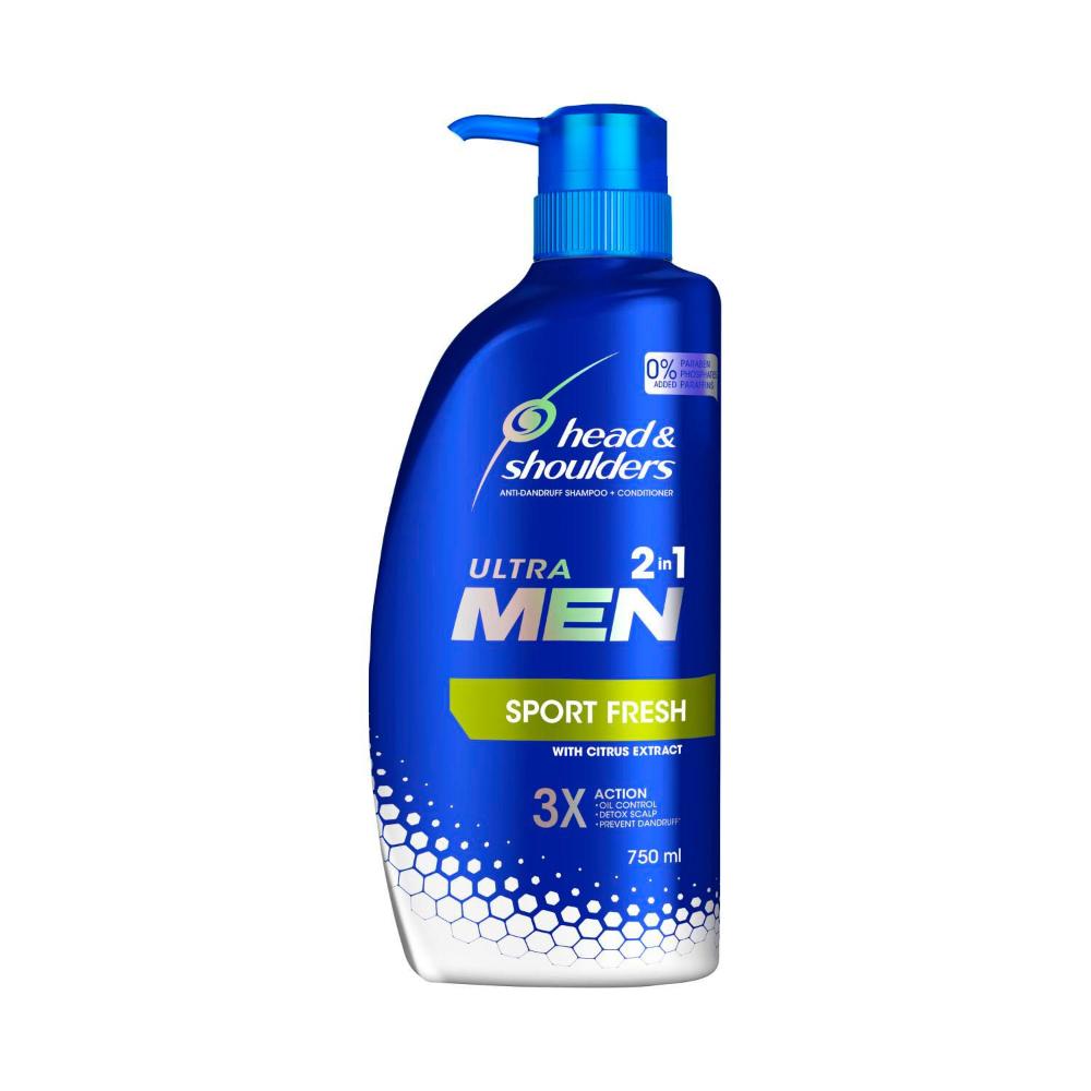 Head & Shoulders Ultra Men Sports Fresh 2 In 1 Anti-Dandruff Shampoo & ... 750mL