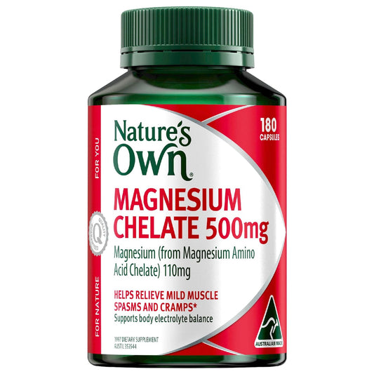 Nature's Own Magnesium Chelate 500mg Muscle Health Capsules 180 Pack