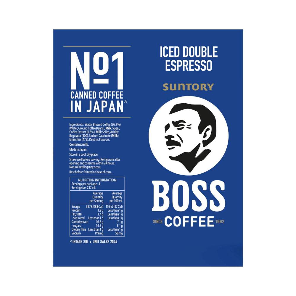 Boss Double Espresso Ice Coffee 4x237ml - 4 pack