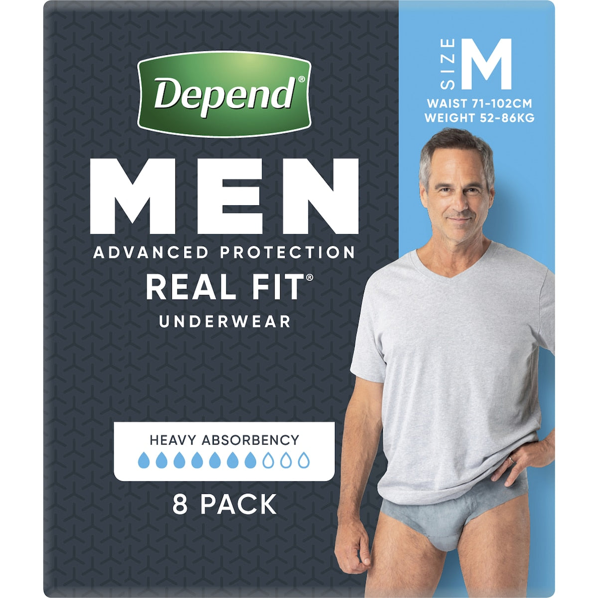 Depend Real Fit For Men Incontinence Underwear Medium 8 Pack