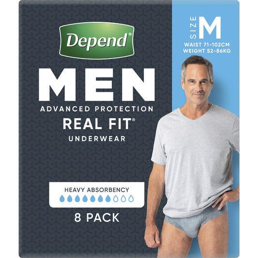 Depend Real Fit For Men Incontinence Underwear Medium 8 Pack