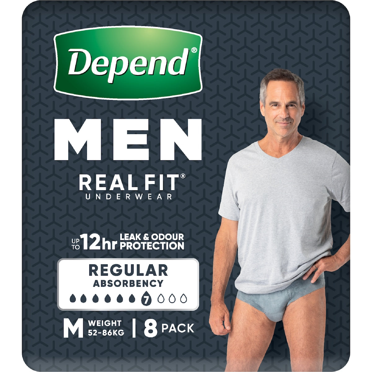 Depend Real Fit For Men Incontinence Underwear Medium 8 Pack
