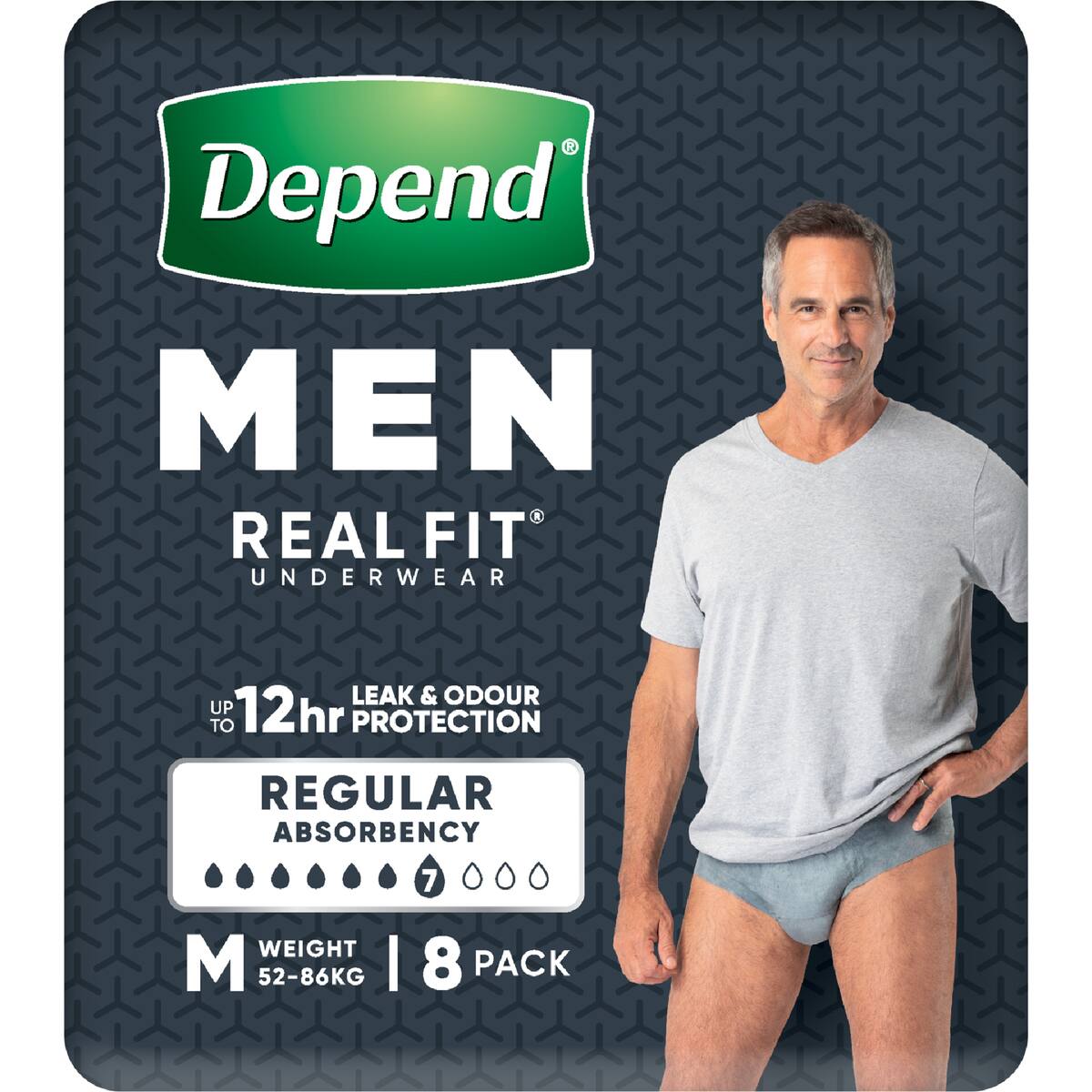 Depend Real Fit For Men Incontinence Underwear Medium 8 Pack