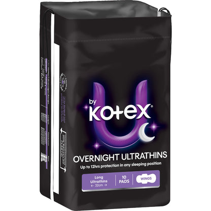 U By Kotex Ultrathin Overnight Pads With Wings 12 Pack