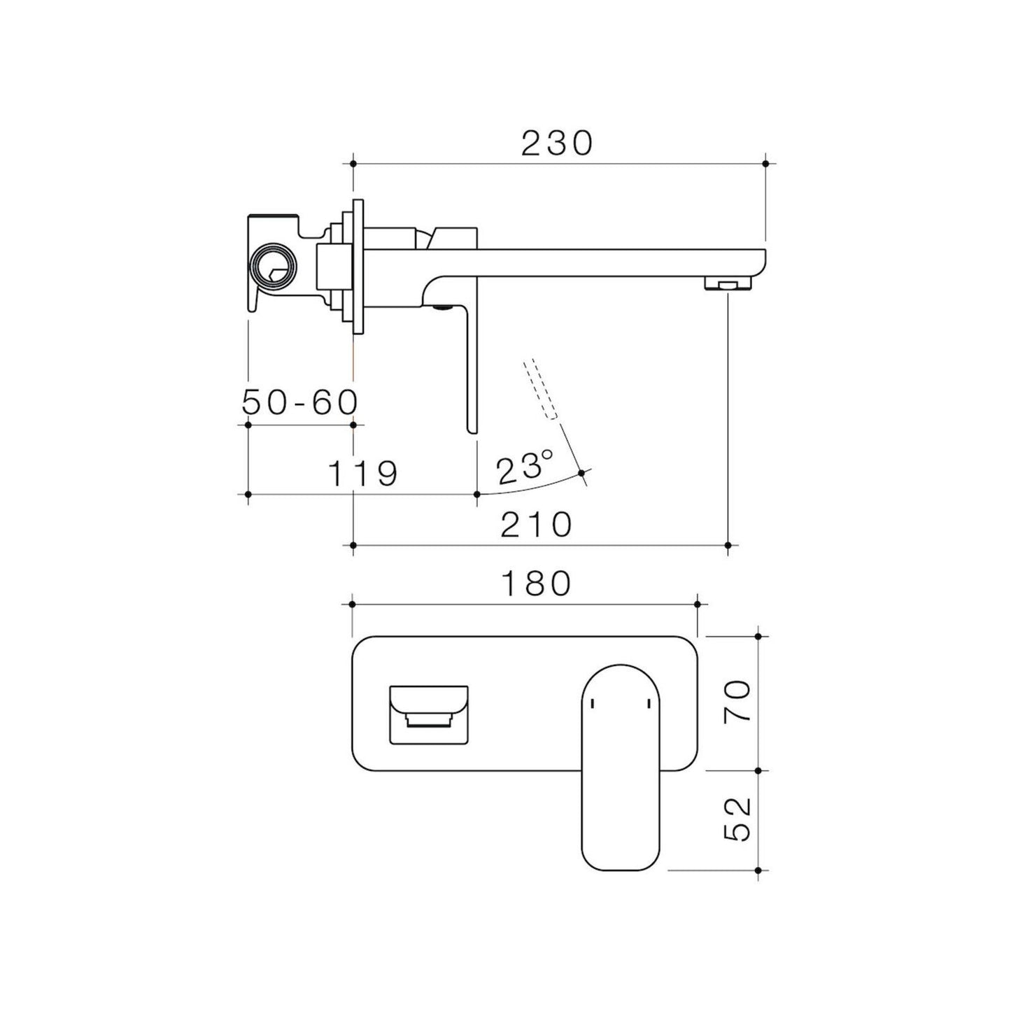Caroma Chrome Luna Wall Basin Bath Mixer - 180 x 122 x 210mm