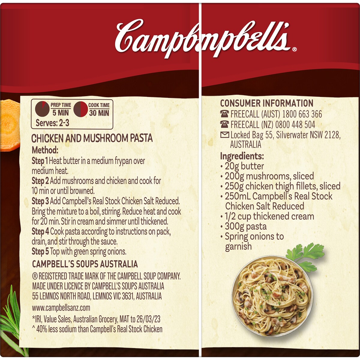 Campbells Real Stock Salt Reduced Chicken 250mL