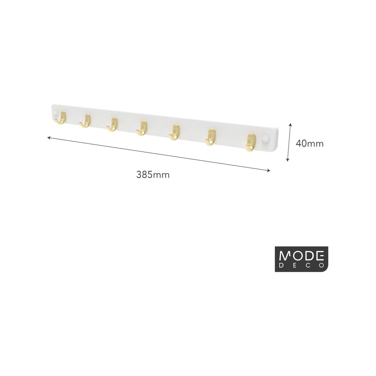 Mode Key Rack - 7 Hooks - 385 x 40 x 32mm