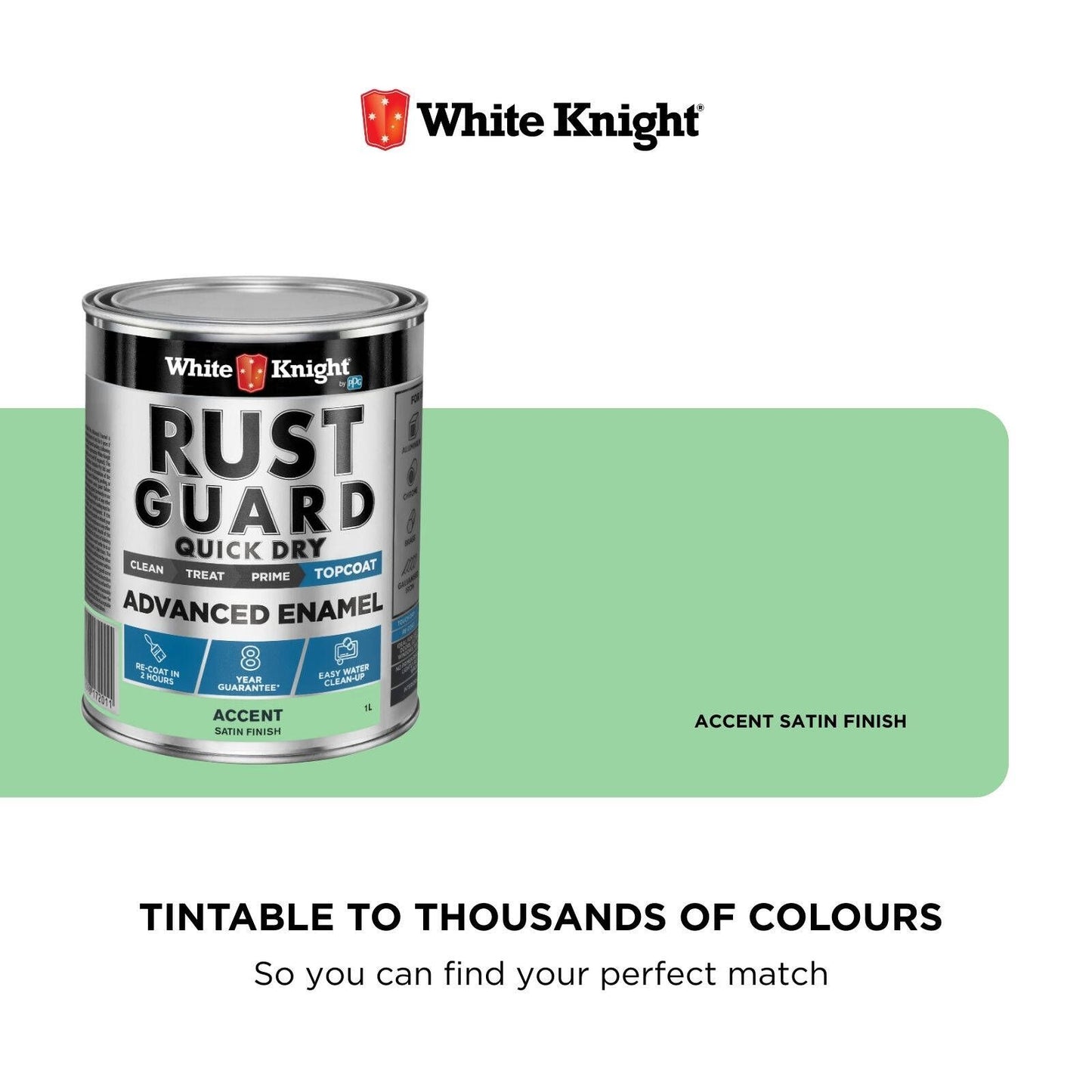 White Knight Rust Guard Accent Satin Enamel Paint - 1L