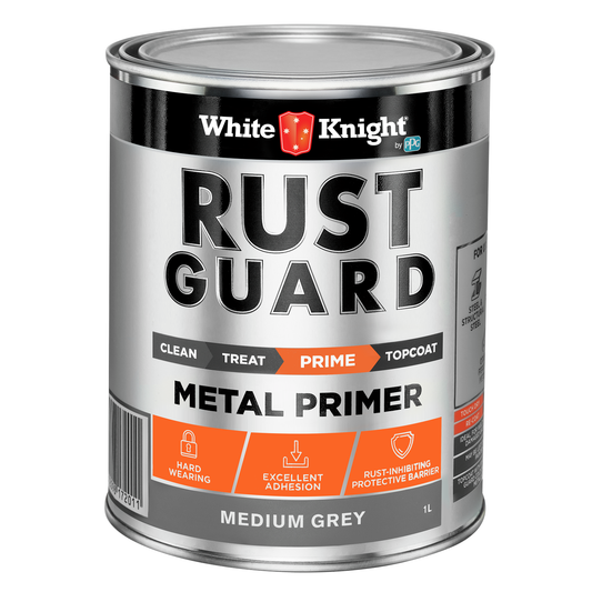 White Knight Rust Guard Metal Primer Paint - Medium Grey 1L