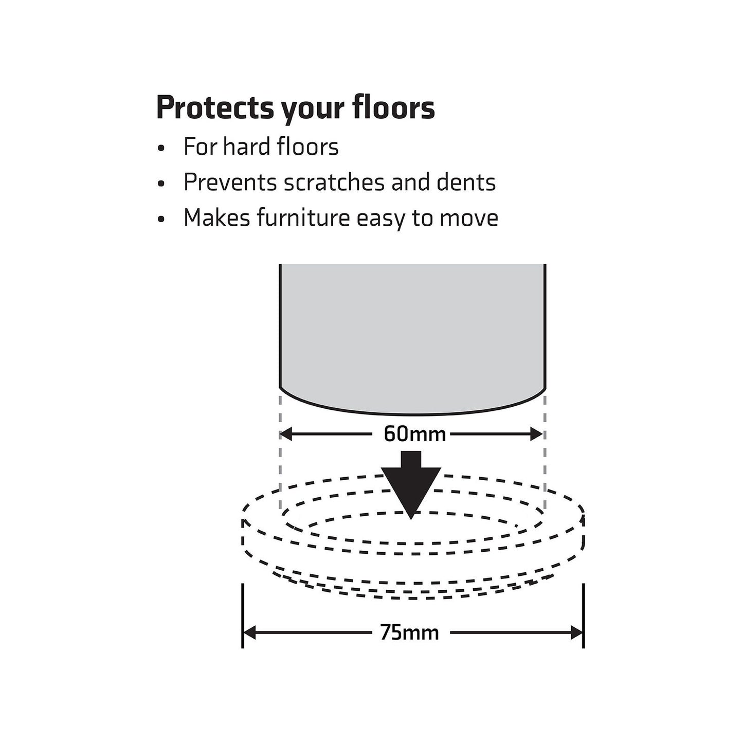 Surface Gard Brown Round Carpet Base Castor Cup - 60mm - 4 Pack