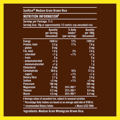 Sunrice Medium Grain Brown Rice 5kg