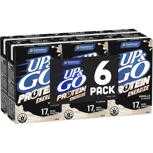 Sanitarium Up&Go Protein Energize Vanilla 250ml x6 Pack